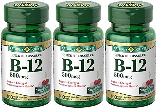 Nature's Bounty B-12 Quick Dissolve Tablets 500 Mcg, 300 Tablets (3 X 100 Count