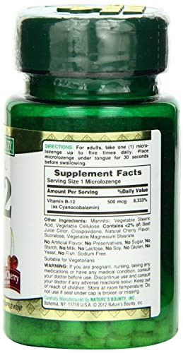 Nature's Bounty B-12 Quick Dissolve Tablets 500 Mcg, 300 Tablets (3 X 100 Count