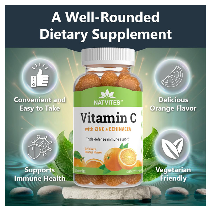 Vitamin C and Zinc Gummies for Adults with Echinacea and Rose Hips