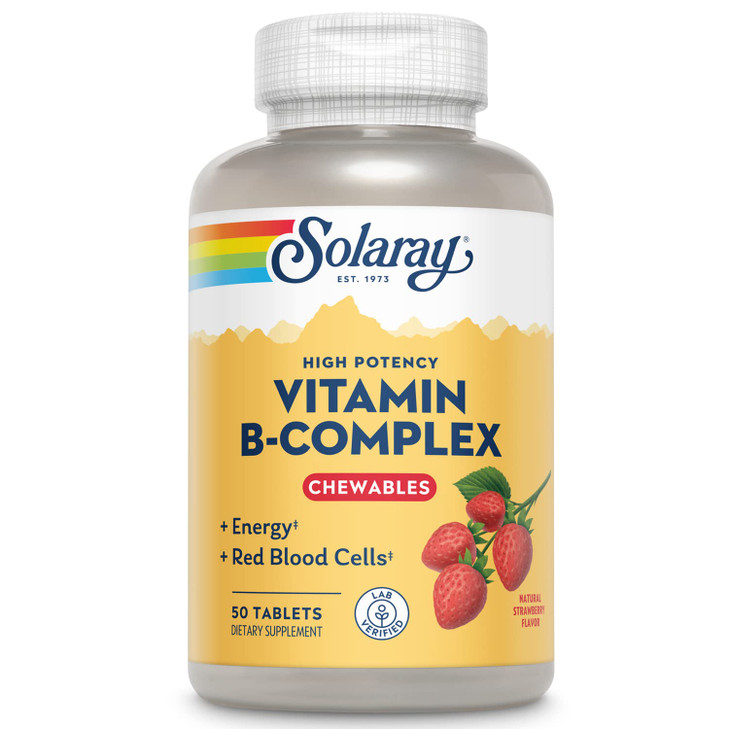 SOLARAY Vitamin B-Complex Chewables, Strawberry, Healthy Energy, Red Blood Cell
