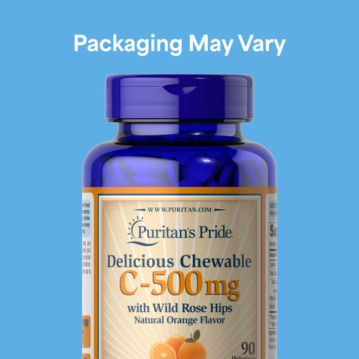 Puritan's Pride Delicious Chewable Vitamin C-500mg with Wild Rose Hips, Orange