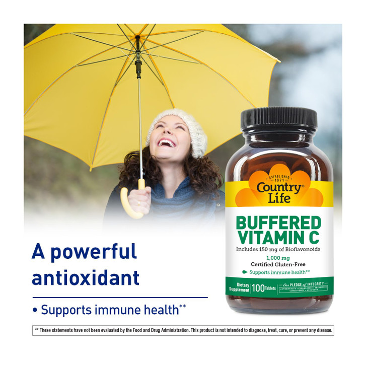 Country Life Buffered Vitamin C 1000mg with Bioflavonoids, Calcium, Magnesium