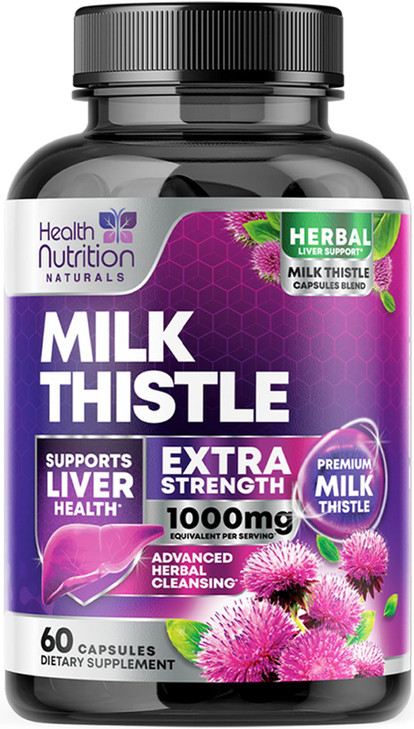Milk Thistle Supplement - 9:1 Strength Liver Health Support with Dandelion Root & Silymarin Marianum, Liver Cleanse Detox & Repair 1000mg Equivalent