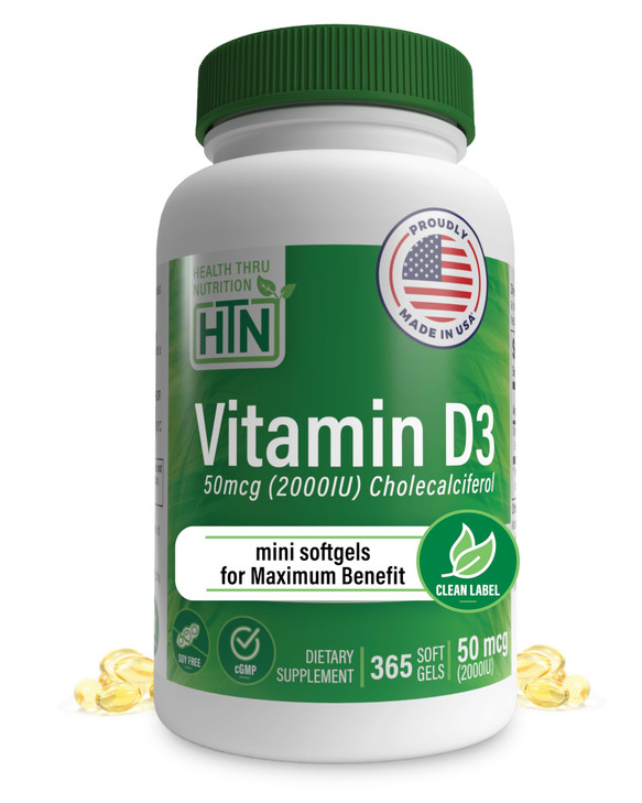 Health Thru Nutrition Vitamin D3 2000iu 365 Mini Softgels for Maximum Benefits