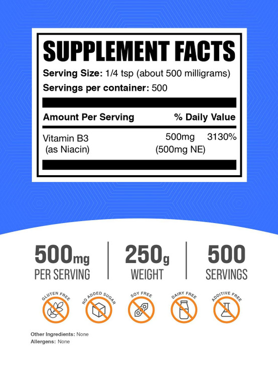 BulkSupplements.com Niacin Powder - Vitamin B3 Supplement, Niacin Flush