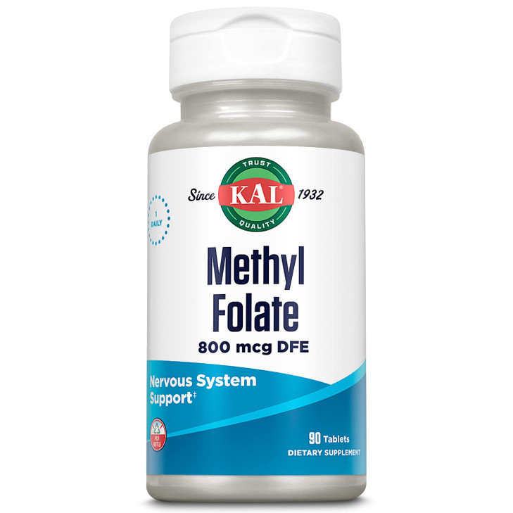 KAL Methyl Folate 800 mcg DFE, 5-MTHF Active Form Vitamin B9, Folic Acid