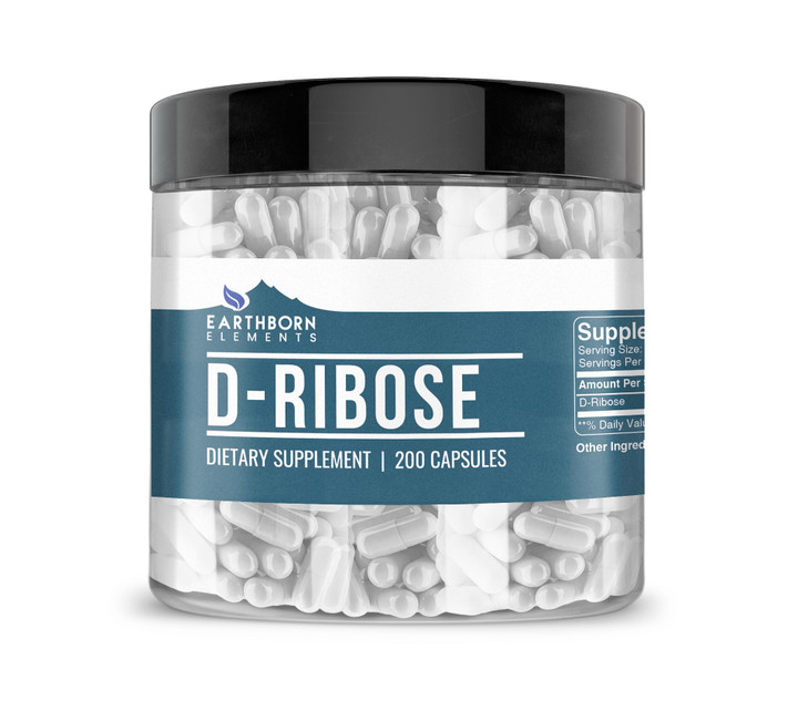Earthborn Elements D-Ribose 200 Capsules, Pure & Undiluted, No Additives