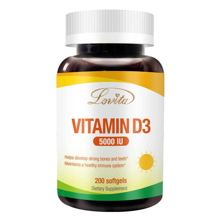 Lovita Vitamin D3 5000IU 125mcg High-Potency Gluten-Free softgels (1 per