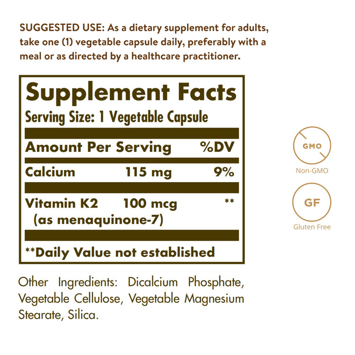 Solgar Naturally Sourced Vitamin K2 (MK-7) 100 mcg
