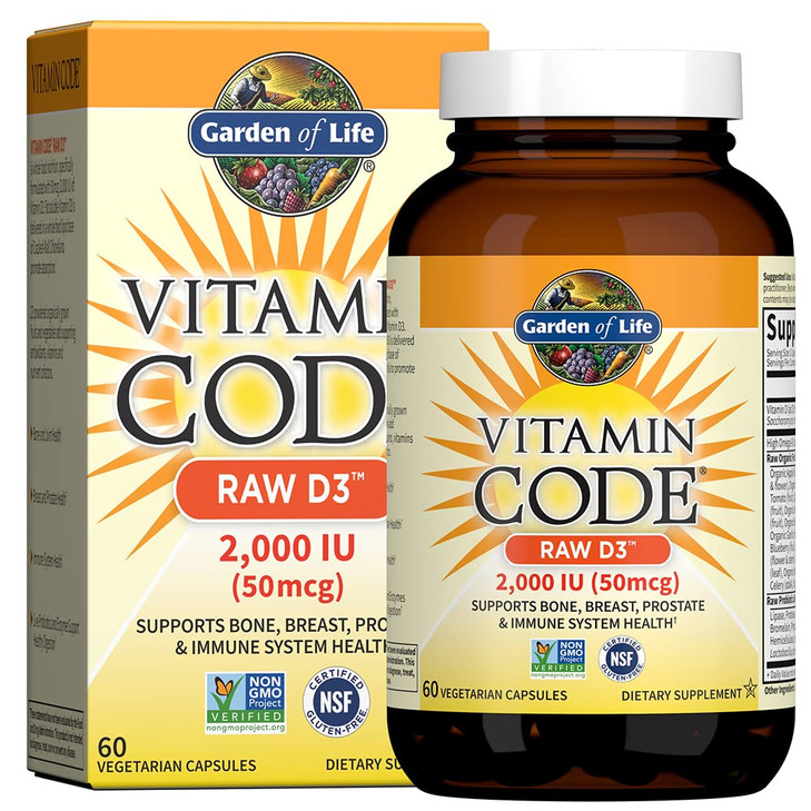 Garden of Life Vitamin D, Vitamin Code Raw D3, Vitamin D 2,000 IU, Raw Whole