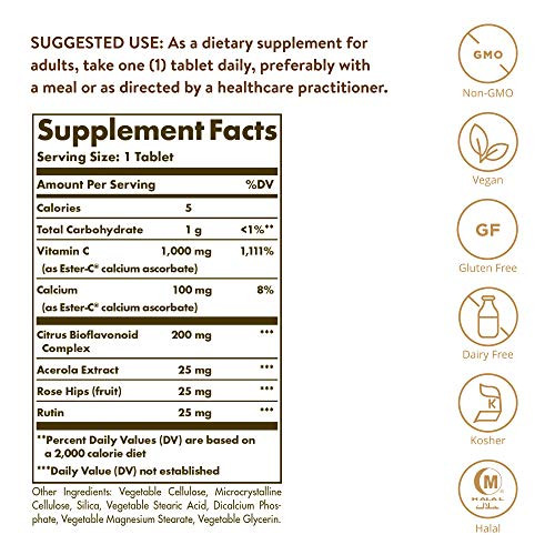 Solgar Ester-C Plus 1000 mg Vitamin C (Ascorbate Complex), 60 Tablets