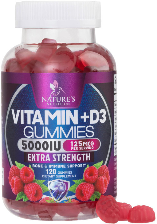 Vitamin D3 Supplement Gummy 5000 IU (125 mcg) Dietary Vitamins D for Men & Women