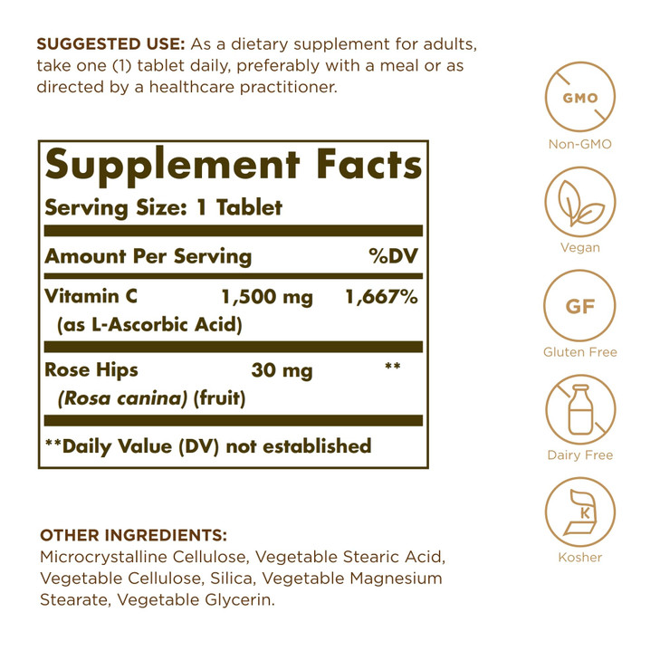 Solgar Vitamin C 1500mg with Rose HIPS 90 Tablet
