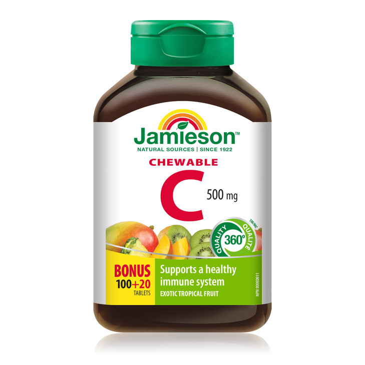 Jamieson Chewable Vitamin C 500 mg Exotic Tropical Fruit, 120ct, Imported