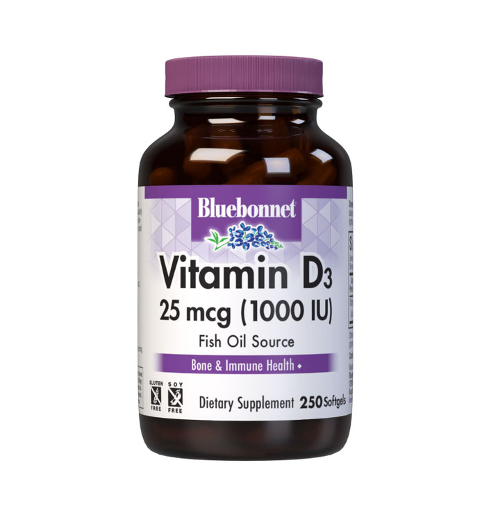 Bluebonnet Nutrition Vitamin D3 1000 IU Softgels, Aids in Muscle and Skeletal