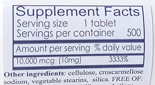 HealthyNaturally Biotin 10,000 mcg (500 Tablets) for Hair Growth, Skin, Strong