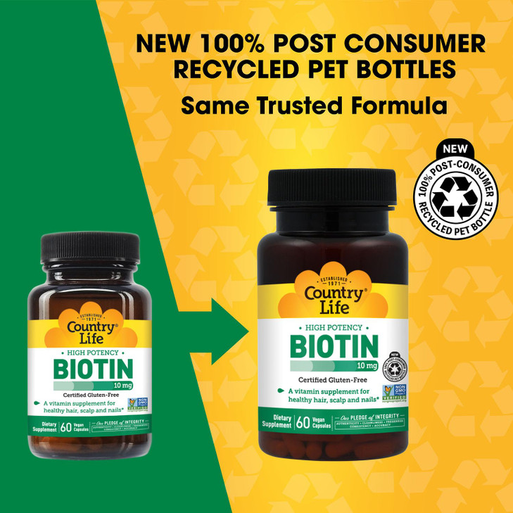 Country Life Vitamins High Potency Biotin 10,000 mcg (10 mg), 60 Count