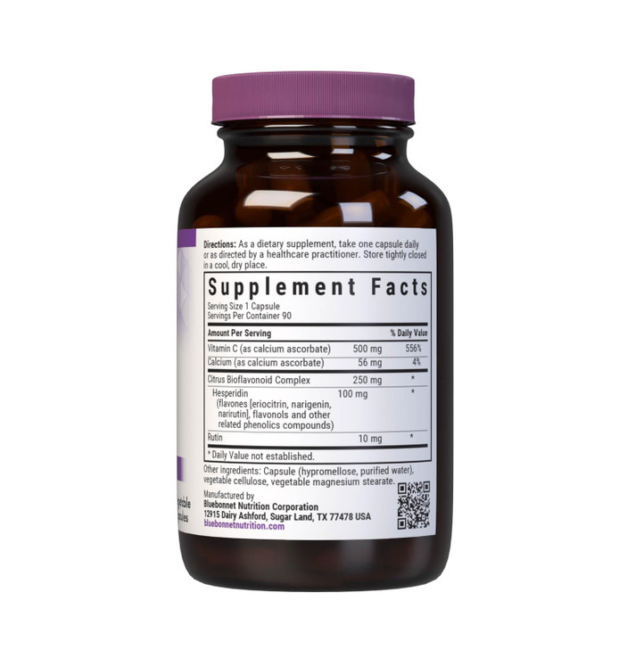 Bluebonnet Buffered Vitamin C 500 mg Vegetable Capsules, 90 Count, White