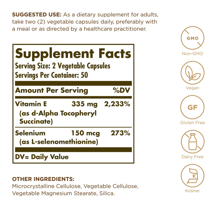 Solgar Dry Vitamin E with Yeast-Free Selenium
