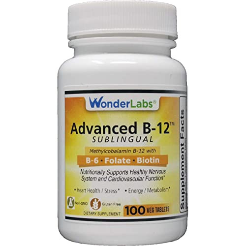 Wonder Laboratories Sublingual Vitamin B12 (1000 mcg), B6 (5mg), Folic Acid(400