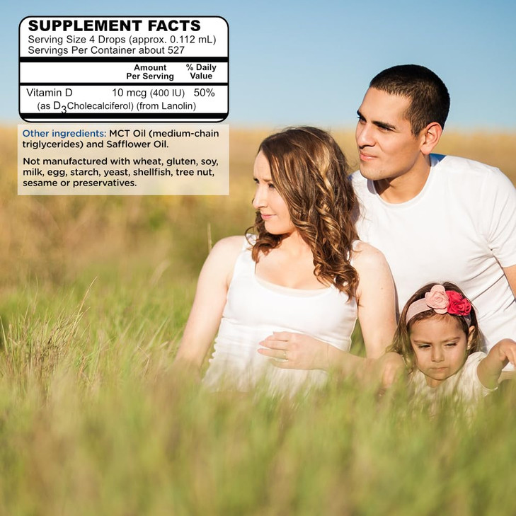 Vitamin D Drops for Baby, Kids and Adults - Pure Liquid D3