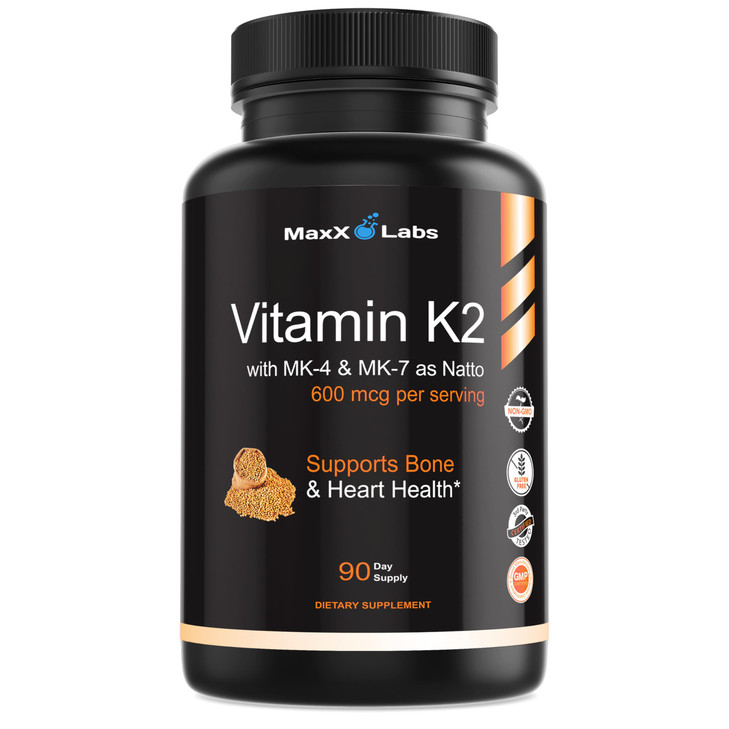 MaxX Labs Vitamin K2 Supplement - Full Spectrum Vitamin K2-MK7, MK4 & Vitamin D