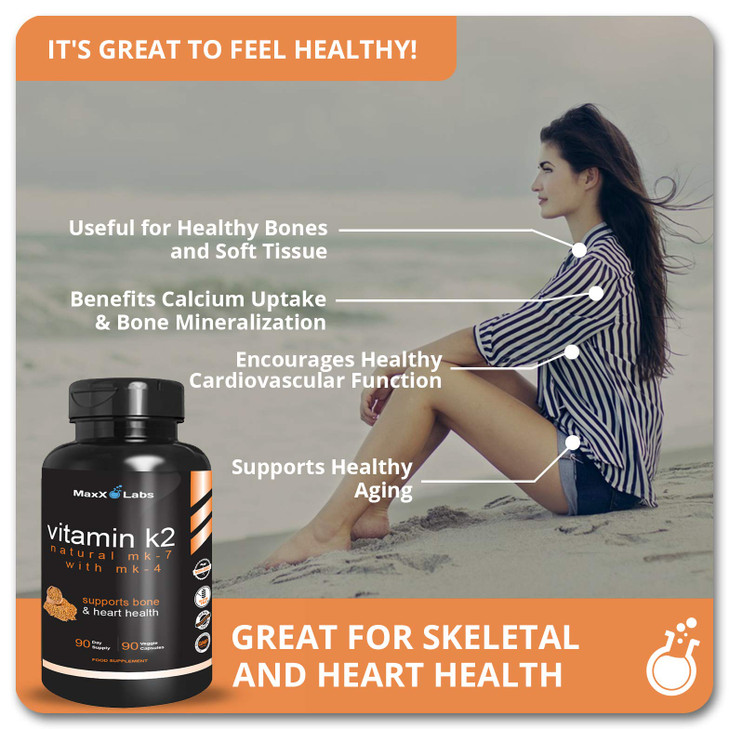 MaxX Labs Vitamin K2 Supplement - Full Spectrum Vitamin K2-MK7, MK4 & Vitamin D