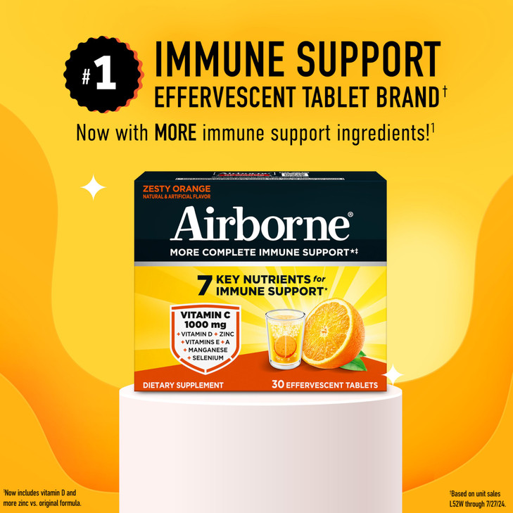 Airborne 1000mg Vitamin C with Vitamin D & Zinc, Sugar Free Multivitamin Immune