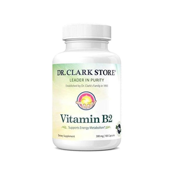 Dr. Clark Vitamin B2 Supplement, 300mg, 100 Gelatin Capsules