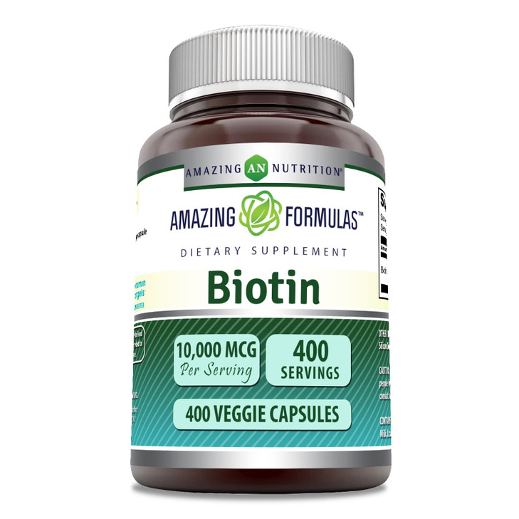 Amazing Formulas Biotin 10000 mcg Veggie Capsules - Made in USA (400 Count)