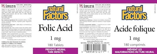 Folic Acid 1mg (180Tablets) Brand: Natural Factors