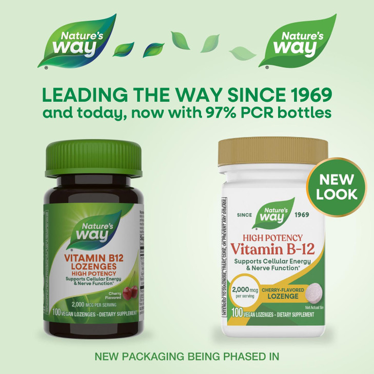 Natures Way Vitamin B-12 Lozenges, 2,000 mcg Vitamin B12 per Lozenge, Supports