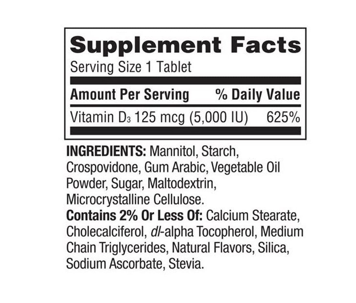 Spring Valley Extra Strength Vitamin D3 Fast Dissolve Tablets Dietary