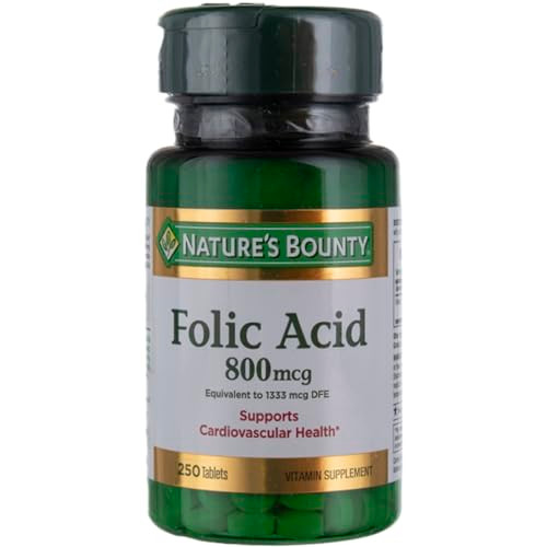 Nature's Bounty Folic Acid Supplement, Supports Cardiovascular Health, 800mcg