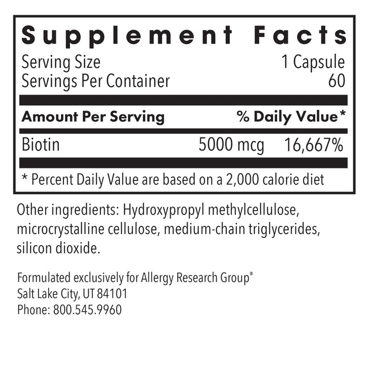 Allergy Research Group Biotin 5000 Supplement
