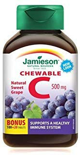 Vitamin C Chew 500mg Grape Bonus-100+20 tabs Brand: Jamieson Laboratories