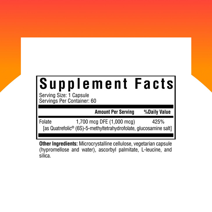 Seeking Health L-Methylfolate 1mg Supports Healthy MTHFR, Mood, and methylation