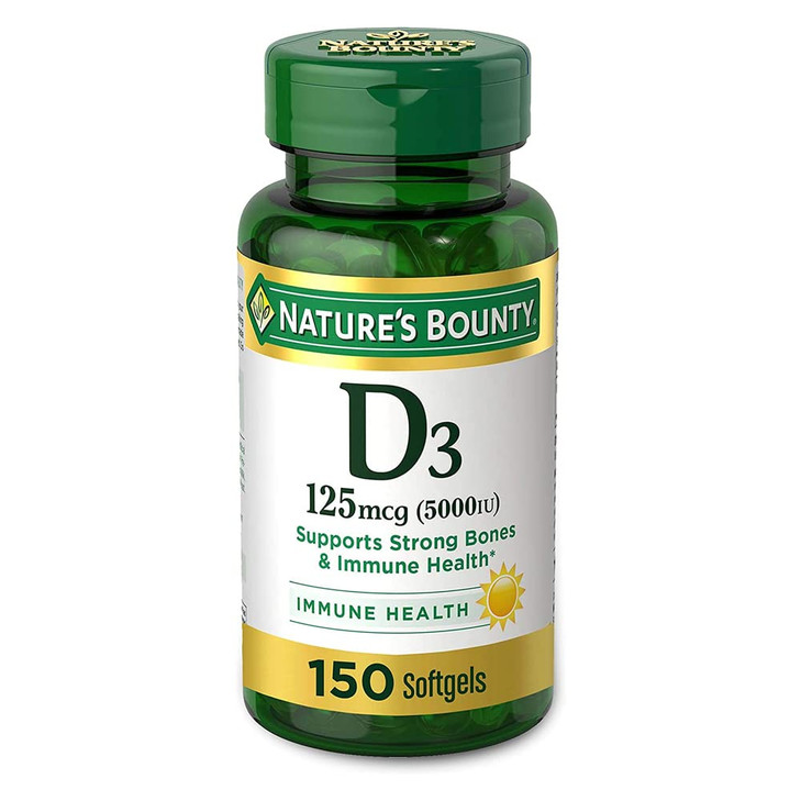 Nature's Bounty Vitamin D3 125 mcg-5000 IU Softgels, Maximum Strength 150 ea (