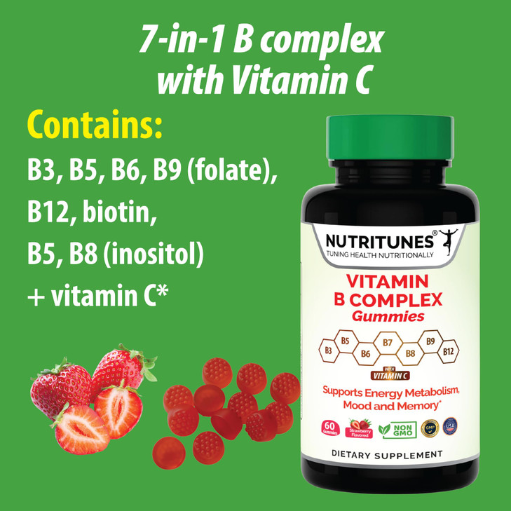 Nutritunes Vitamin B Complex Gummies-High Potency B Complex Vitamins Gummies