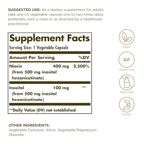 No-Flush Niacin 500mg Solgar 100 VCaps