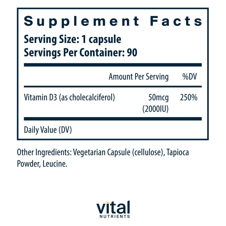 Vital Nutrients Vitamin D 2000 IU - Vitamin D3 Supplement