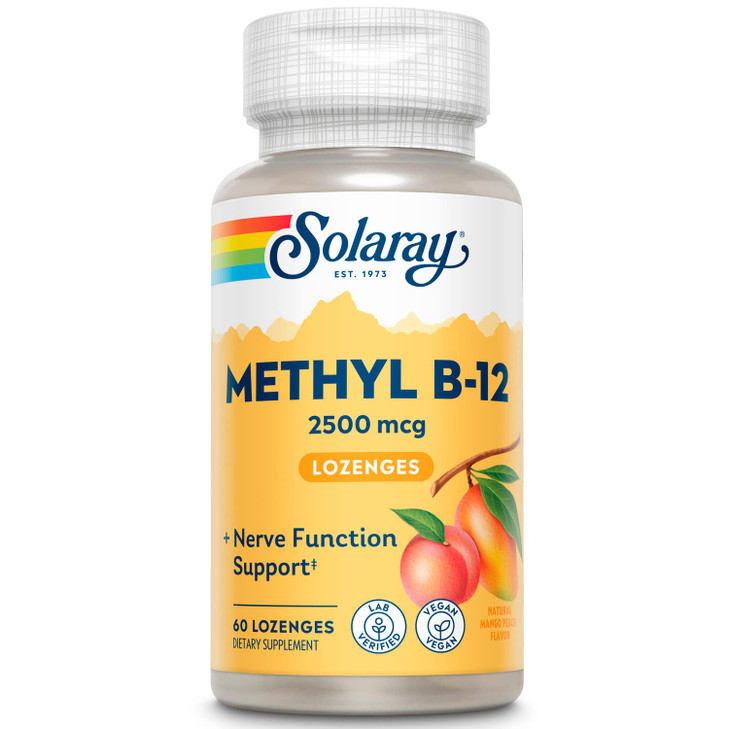 SOLARAY B 12 Methyl Lozenge Supplement, 2500mcg | 60 Count