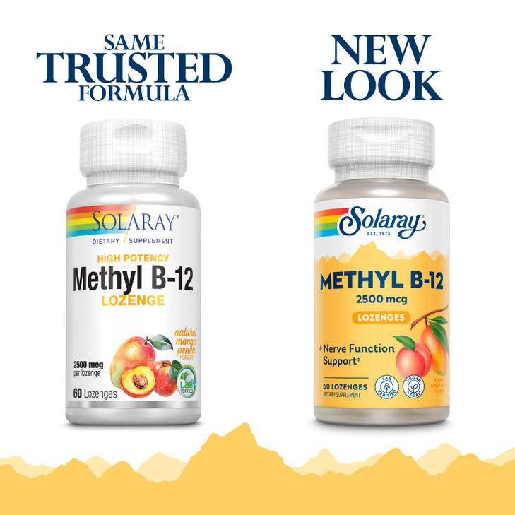 SOLARAY B 12 Methyl Lozenge Supplement, 2500mcg | 60 Count