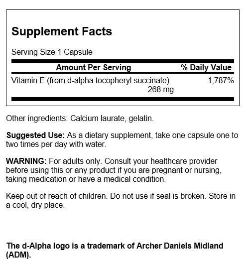 Swanson Natural Dry Vitamin E 400 Iu (180.2 Milligrams) 100 Capsules