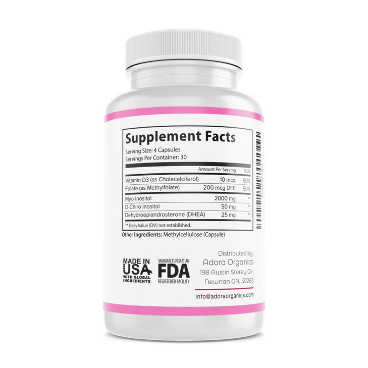 Biodora Myo& D-Chiro Inositol Supplement, with Folate and Vitamin D, 40 to 1