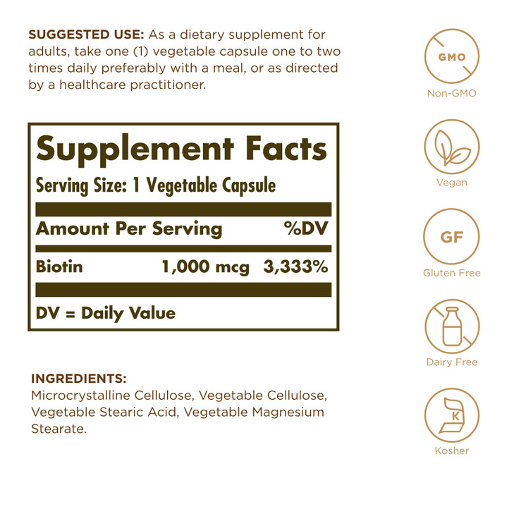 Solgar Enhanced Potency Biotin for Hair, Skin & Nails