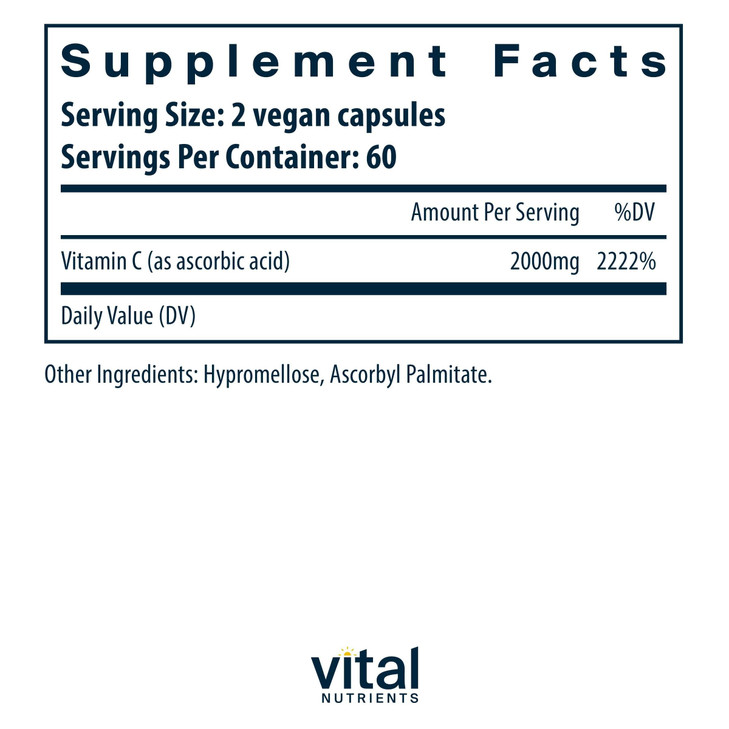 Vital Nutrients Vitamin C 1000mg (100% Pure Ascorbic Acid)