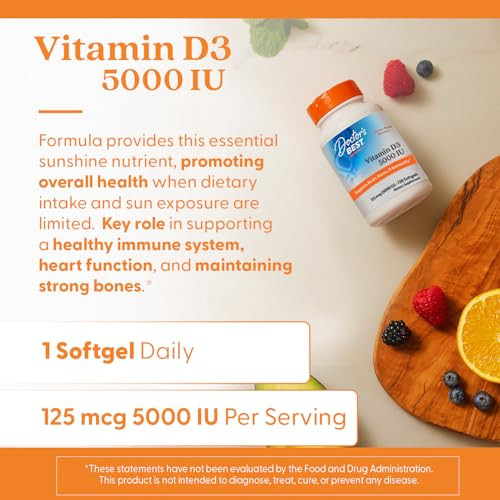 Doctor'S Best Vitamin D3, Capsule 5, 000 Iu for Healthy Bones, Teeth, Heart &