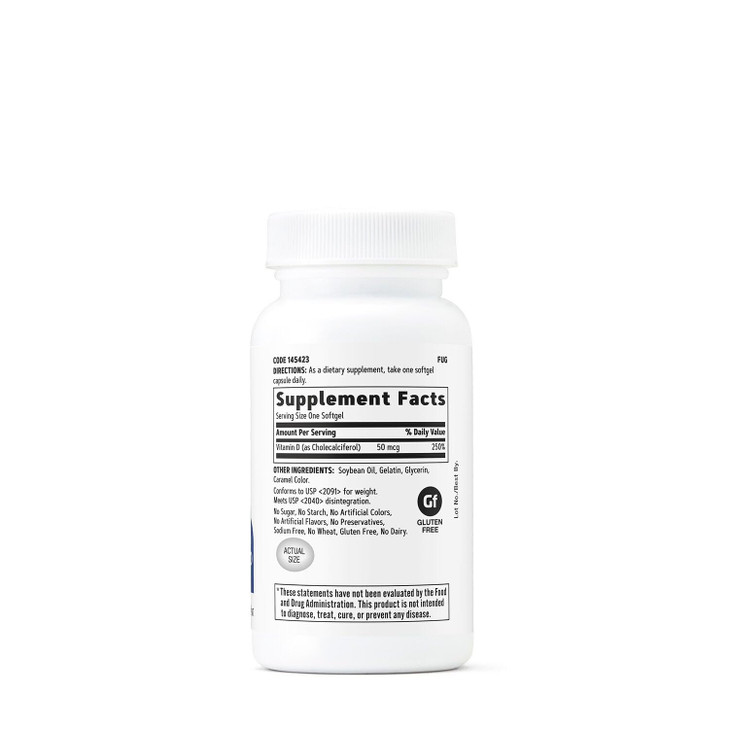 GNC Vitamin D3 50mcg Supplement, Supports Teeth and Bone Health, 180 Servings