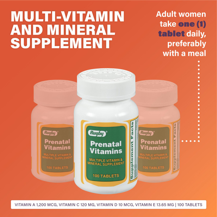 Rugby Prenatal Vitamins - Multiple Vitamin and Mineral Supplement